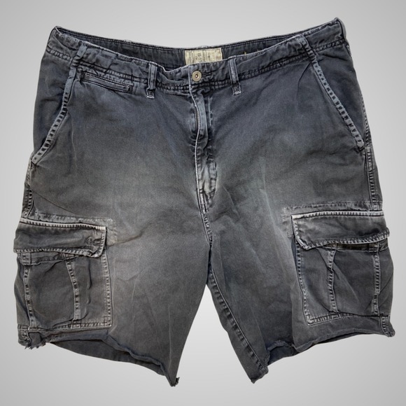 American Eagle Outfitters Other - American Eagle Outfitters Mens Cargo Shorts Frayed Hem Adjustable Waist 36 Black